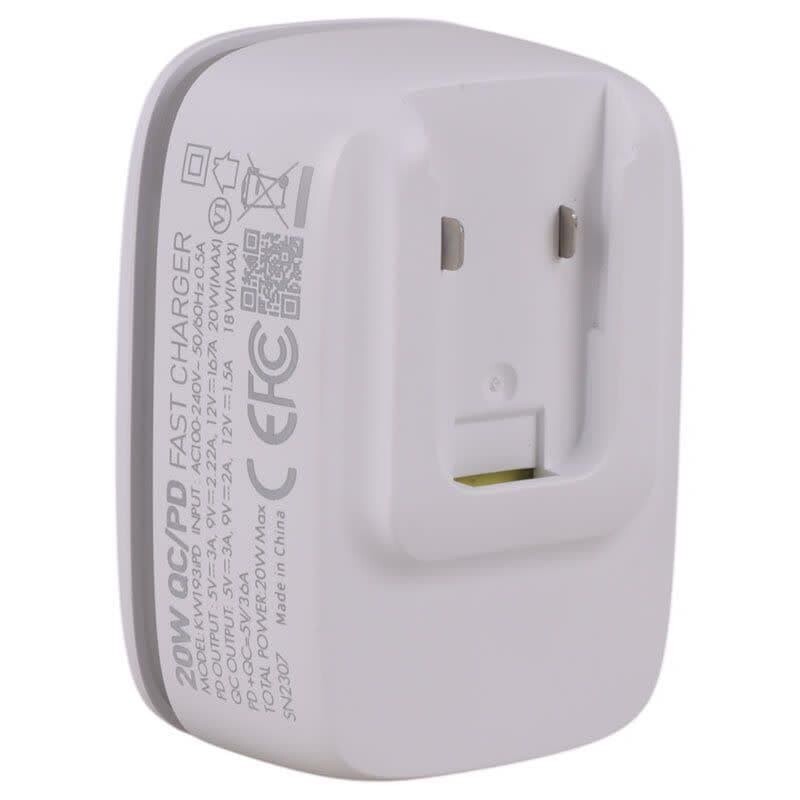 شارژر دیواری 20 وات کینگ استار KW193iPD QC3.0 PD 3A + کابل تبدیل آیفونی
