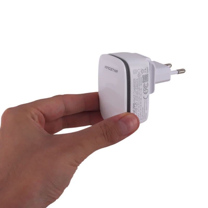 شارژر دیواری 20 وات کینگ استار KW193iPD QC3.0 PD 3A + کابل تبدیل آیفونی
