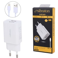 شارژر دیواری 10 وات سیبراتون S-W1245i 2A + کابل لایتنینگ