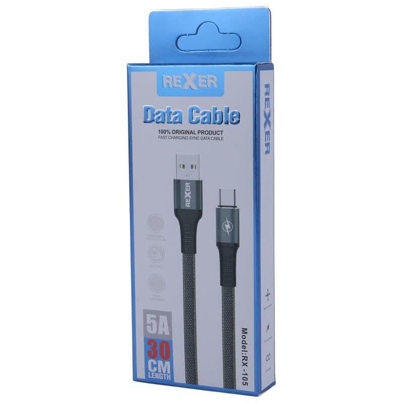 کابل کوتاه تایپ سی فست شارژ Rexer RX-105 5A 30cm