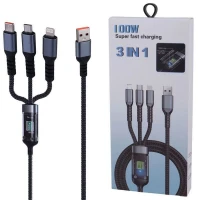 کابل 3 سر فست شارژ TDA-218 100W 1.2m