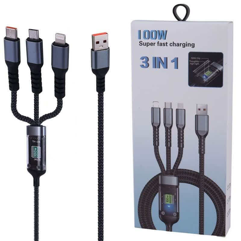 کابل 3 سر فست شارژ TDA-218 100W 1.2m
