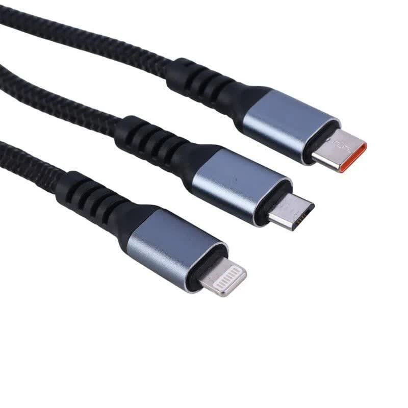 کابل سه سر فست شارژ 100 وات TDA-218 طول 1.2 متر