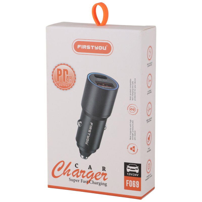 شارژر فندکی فست شارژ Firstyou F069 3A QC3.0 PD 20W
