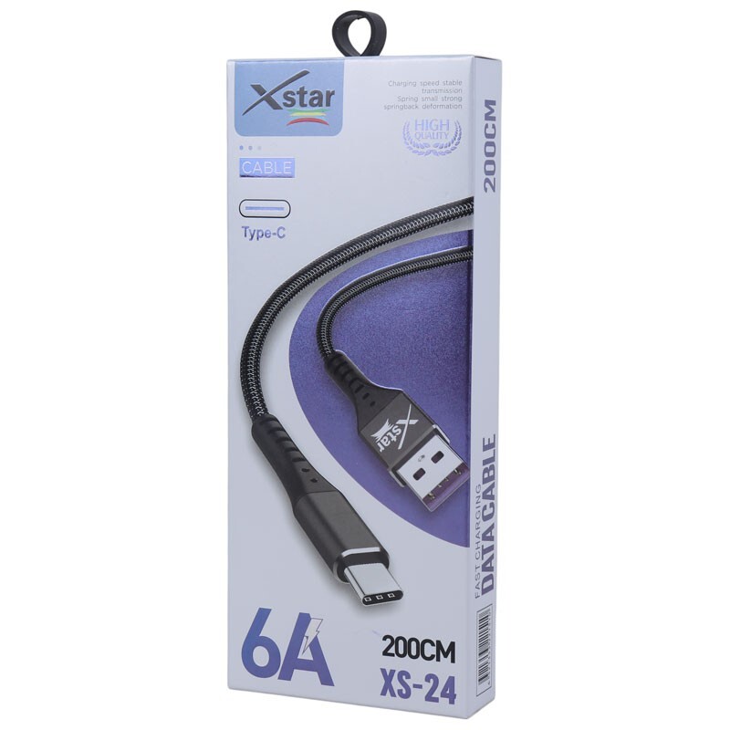 کابل تایپ سی فست شارژ Xstar XS-24 6A 2m