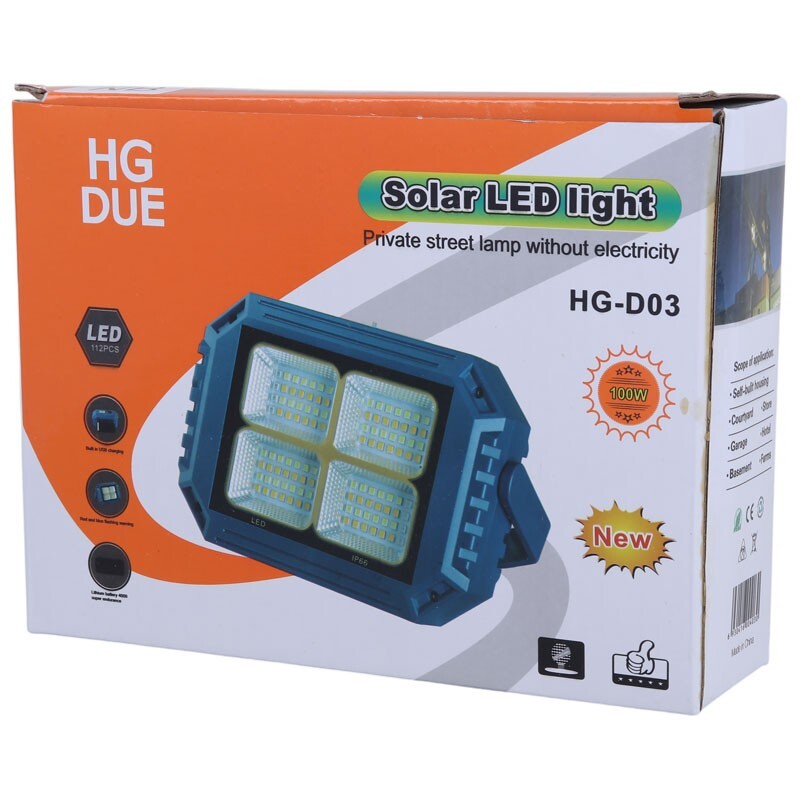 پروژکتور سیار شارژی و پاور بانک خورشیدی Solar LED Light HG-D03