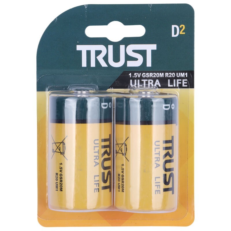 باتری دوتایی بزرگ Trust Ultra Life R20 1.5V D2