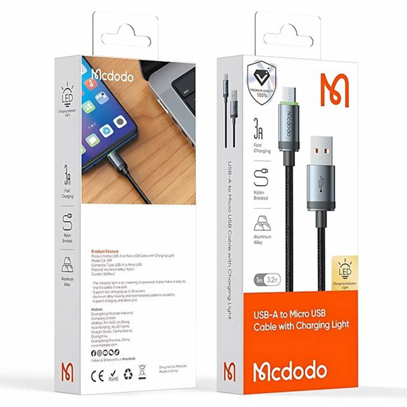 کابل میکرو یو اس بی فست شارژ Mcdodo CA-399 3A 1m