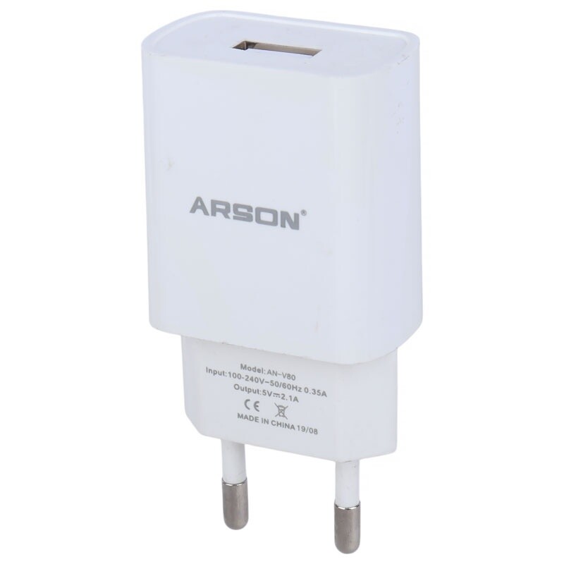 شارژر دیواری 10.5 وات آرسون AN-V80 2.1A + کابل میکرو یو اس بی