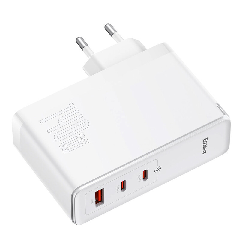 شارژر دیواری فست شارژ Baseus GaN5 Pro CCGP100 3Port 5A QC PD 140W + کابل تبدیل تایپ سی