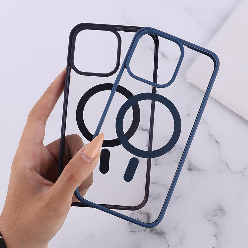 قاب PC شفاف دور رنگی مگ سیف iPhone 15 Pro Max