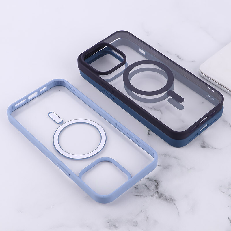 قاب PC شفاف دور رنگی مگ سیف iPhone 15 Pro Max