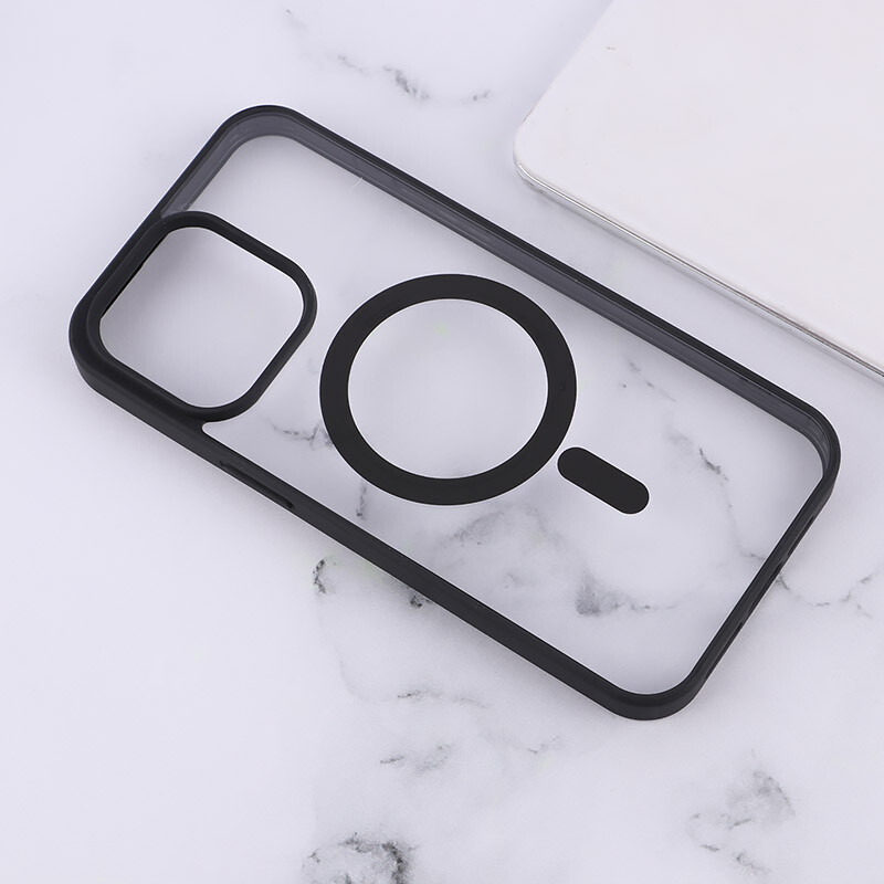 قاب PC شفاف دور رنگی مگ سیف iPhone 15 Pro Max