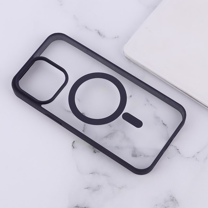 قاب PC شفاف دور رنگی مگ سیف iPhone 15 Pro Max