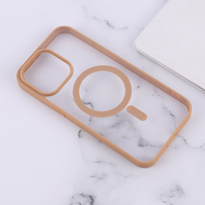 قاب PC شفاف دور رنگی مگ سیف iPhone 15 Pro Max