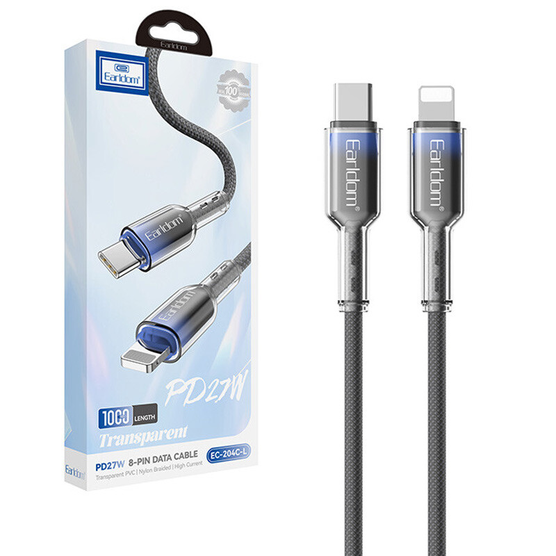 کابل تبدیل فست شارژ Earldom EC-204C-L Type-C To Lightning PD 27W 1m