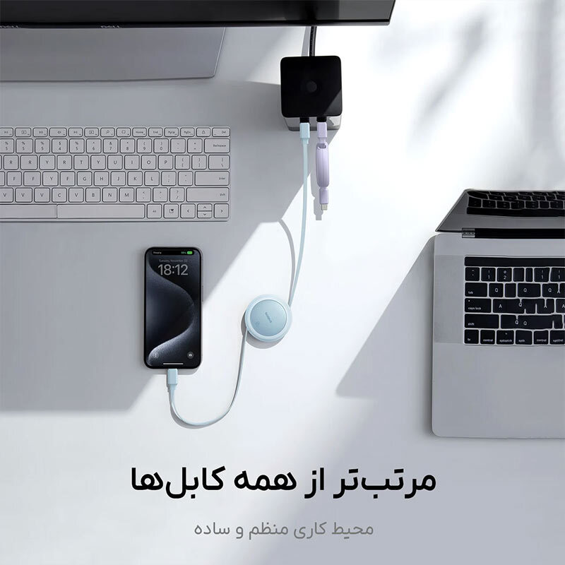 کابل تبدیل فست شارژ Baseus Free2 pull Mini CB000088 Type-C To Type-C PD 60W 1m