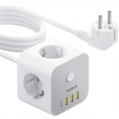چند راهی 3 خانه باسئوس S321A با کابل 1.5 متری + شارژر USB و Type-C