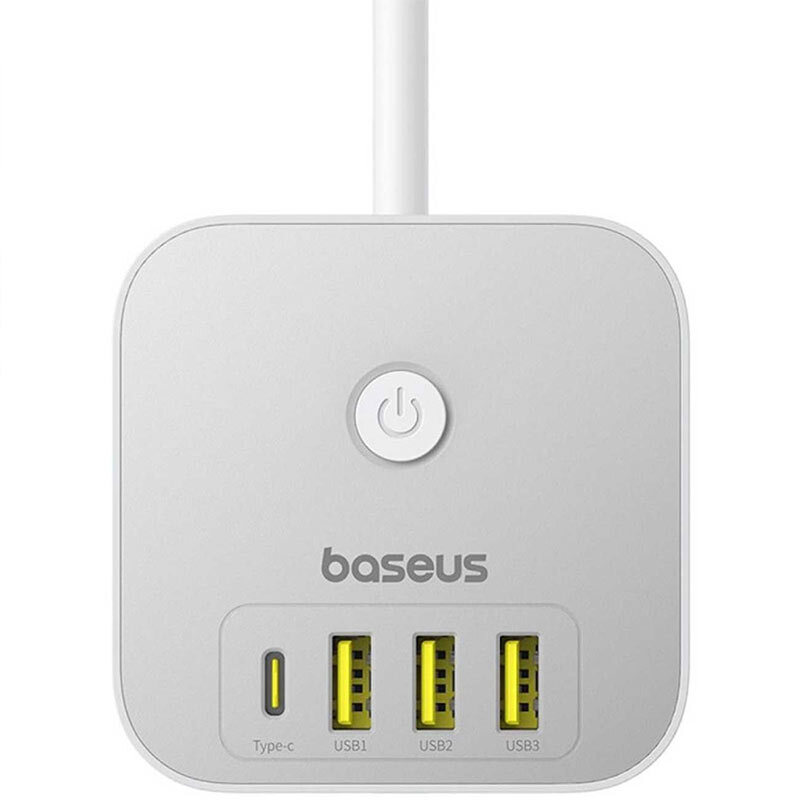 چند راهی 3 خانه باسئوس S321A با کابل 1.5 متری + شارژر USB و Type-C