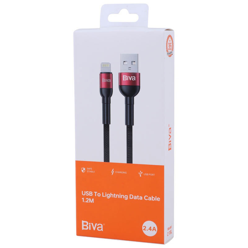 کابل آیفونی فست شارژ Biva C-15L 2.4A 1.2m