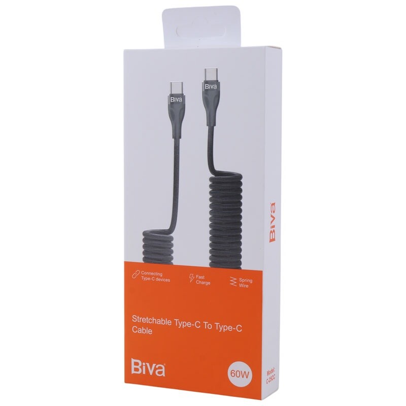کابل تبدیل فست شارژ Biva C-25CC Type-C to Type-C 60W 1.8m
