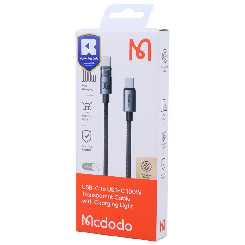 کابل تبدیل فست شارژ Mcdodo CA-558 Type-C To Type-C 5A PD 100W 1.2m
