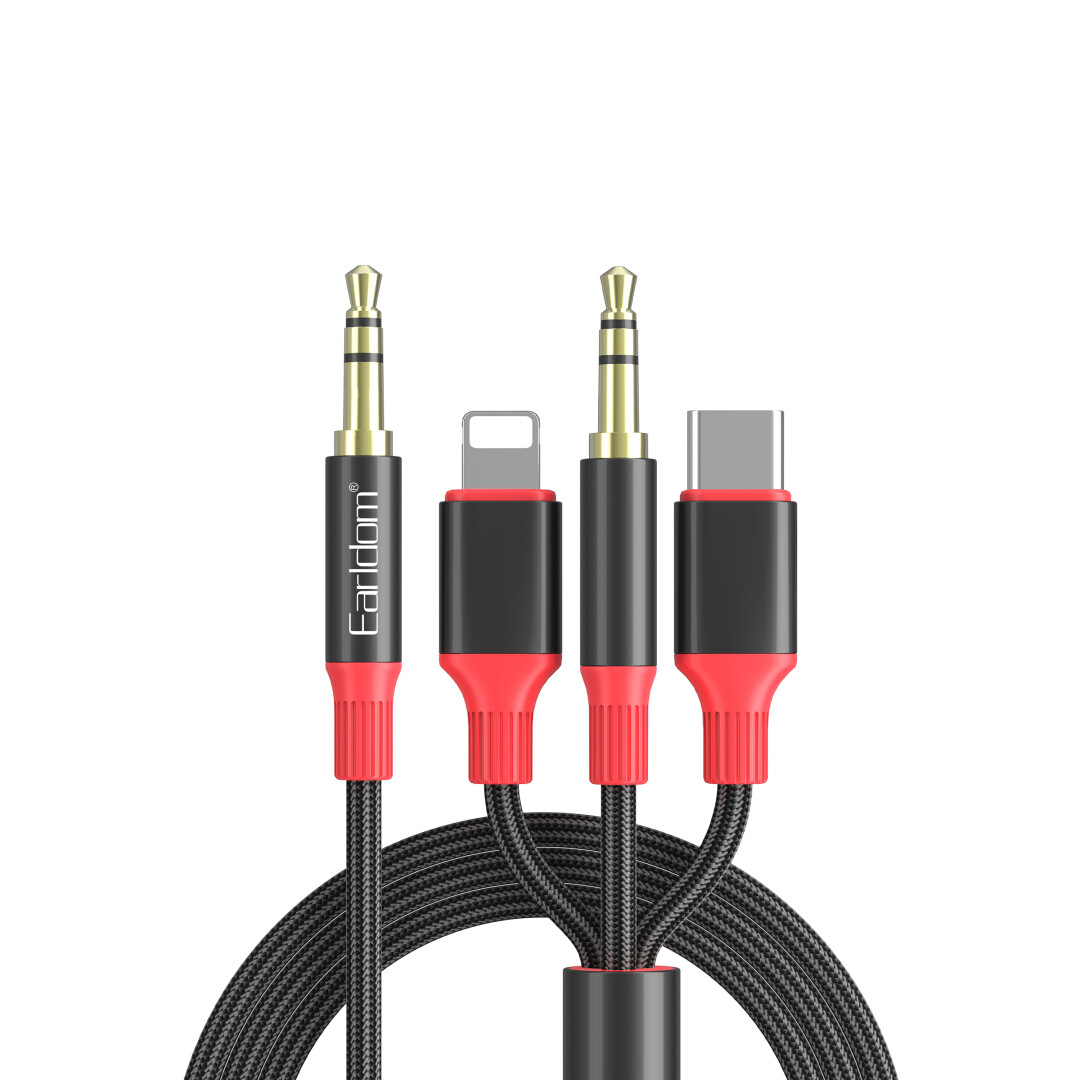 کابل تبدیل Earldom ET-AUX77 AUX To Type-C / AUX/Lightning 1.2m