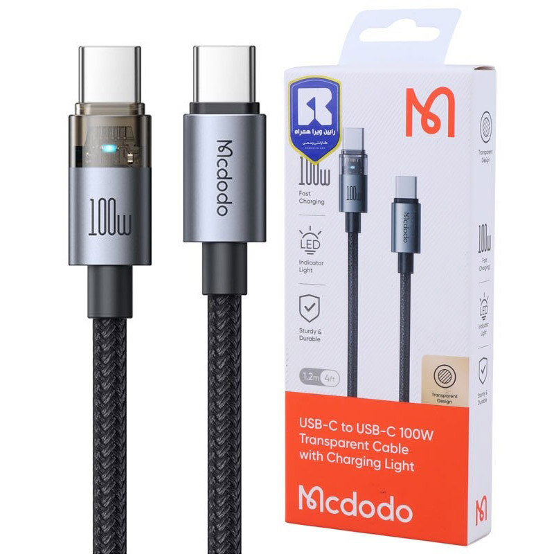 کابل تبدیل فست شارژ Mcdodo CA-558 Type-C To Type-C 5A PD 100W 1.2m