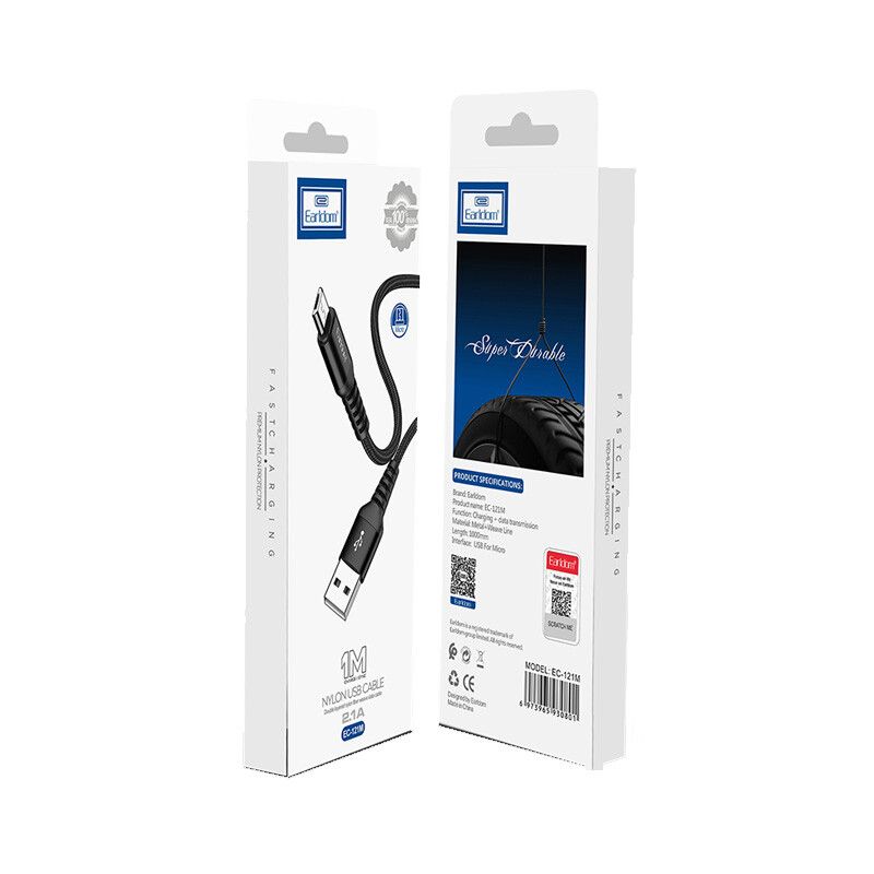 کابل میکرو یو اس بی فست شارژ Earldom EC-121m 2.1A 1m