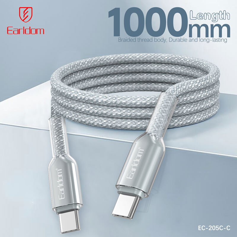 کابل تبدیل فست شارژ Earldom EC-205C-C Type-C To Type-C PD 60W 1m