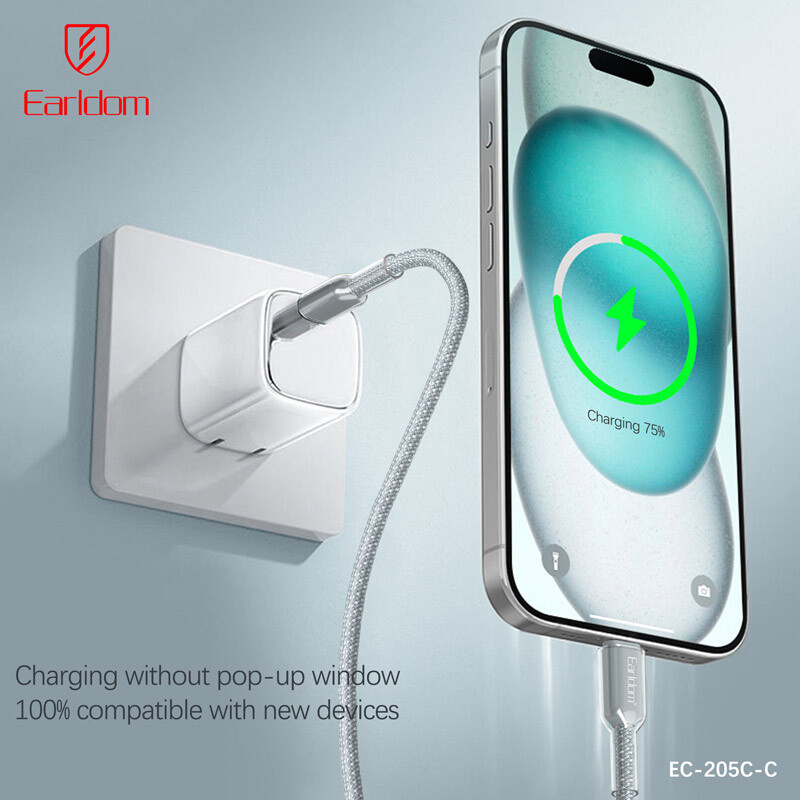 کابل تبدیل فست شارژ Earldom EC-205C-C Type-C To Type-C PD 60W 1m