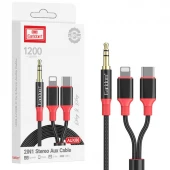 کابل تبدیل AUX به Type-C/Lightning ارلدام ET-AUX80 طول 1.2 متر