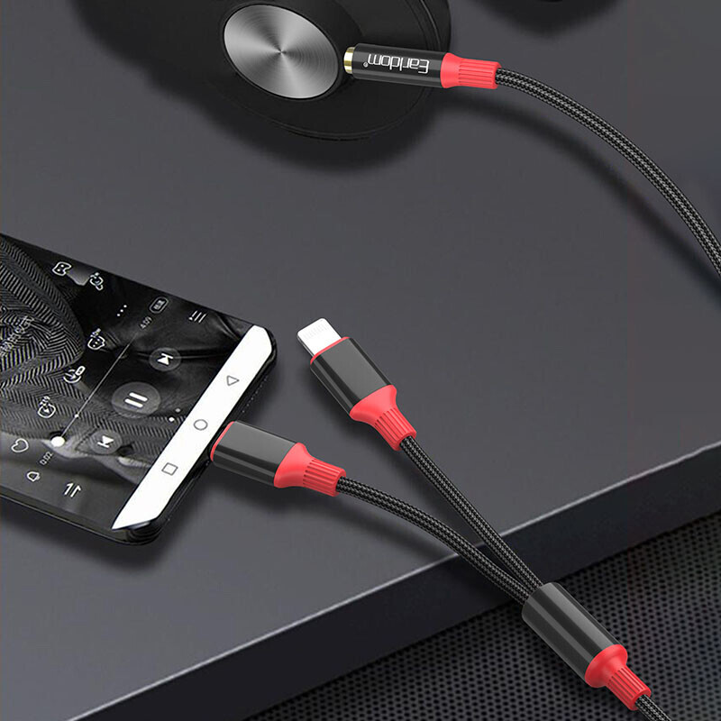 کابل تبدیل AUX به Type-C / Lightning ارلدام ET-AUX80 طول 1.2 متر