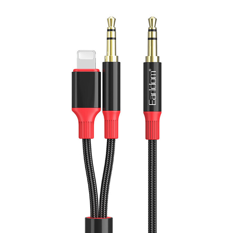 کابل تبدیل AUX به AUX / Lightning ارلدام ET-AUX79 طول 1.2 متر