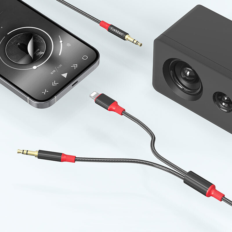 کابل تبدیل AUX به AUX / Lightning ارلدام ET-AUX79 طول 1.2 متر