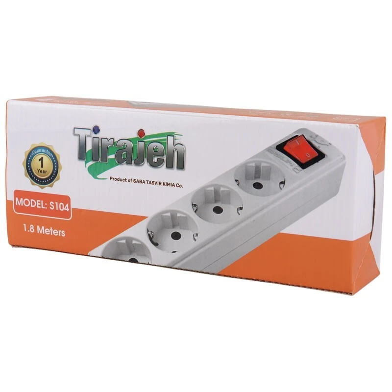 چند راهی 4 خانه ارت دار تیراژه S104 با کابل 1.8 متری