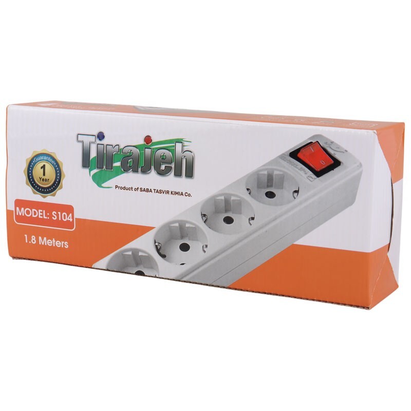 چند راهی 4 خانه ارت دار تیراژه S104 با کابل 1.8 متری