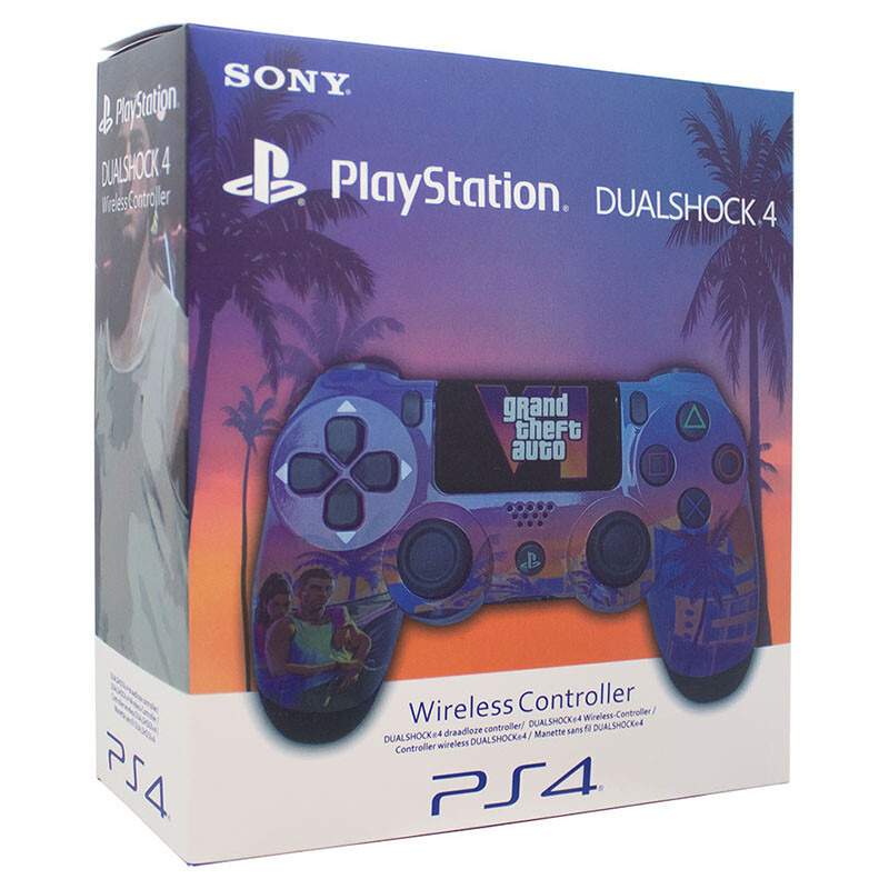 دسته بازی بی سیم SONY PlayStation 4 DualShock 4 High Copy طرح GTA VI پک‌دار با کابل شارژ