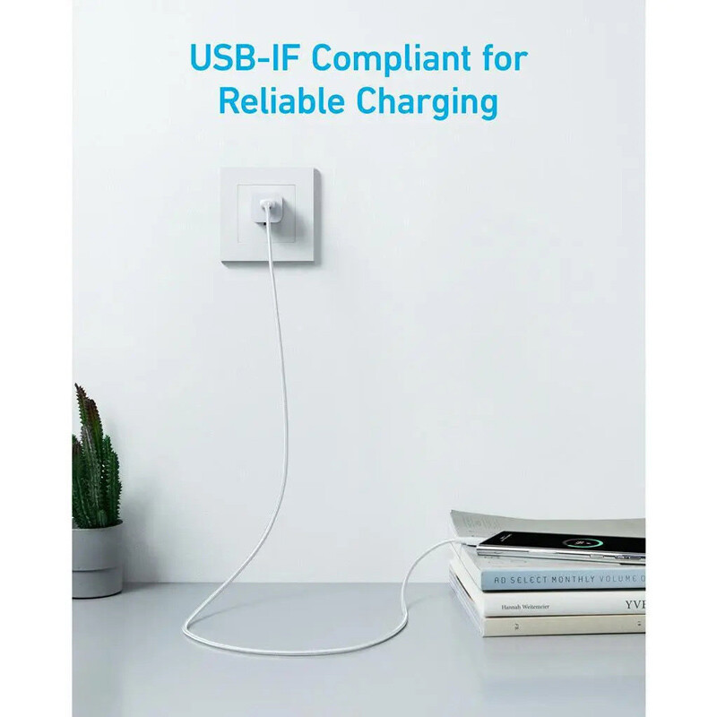 کابل تایپ سی فست شارژ Anker 322 A81H6 PD 15W 1.8m