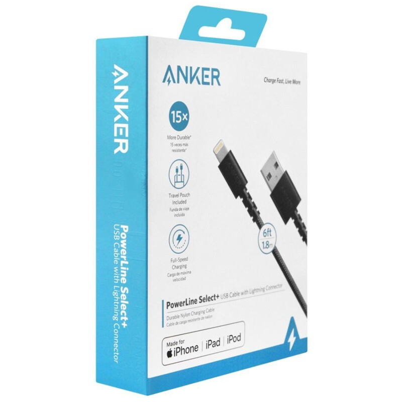 کابل آیفونی فست شارژ Anker PowerLine Select+ A8013 2.4A PD 1.8m
