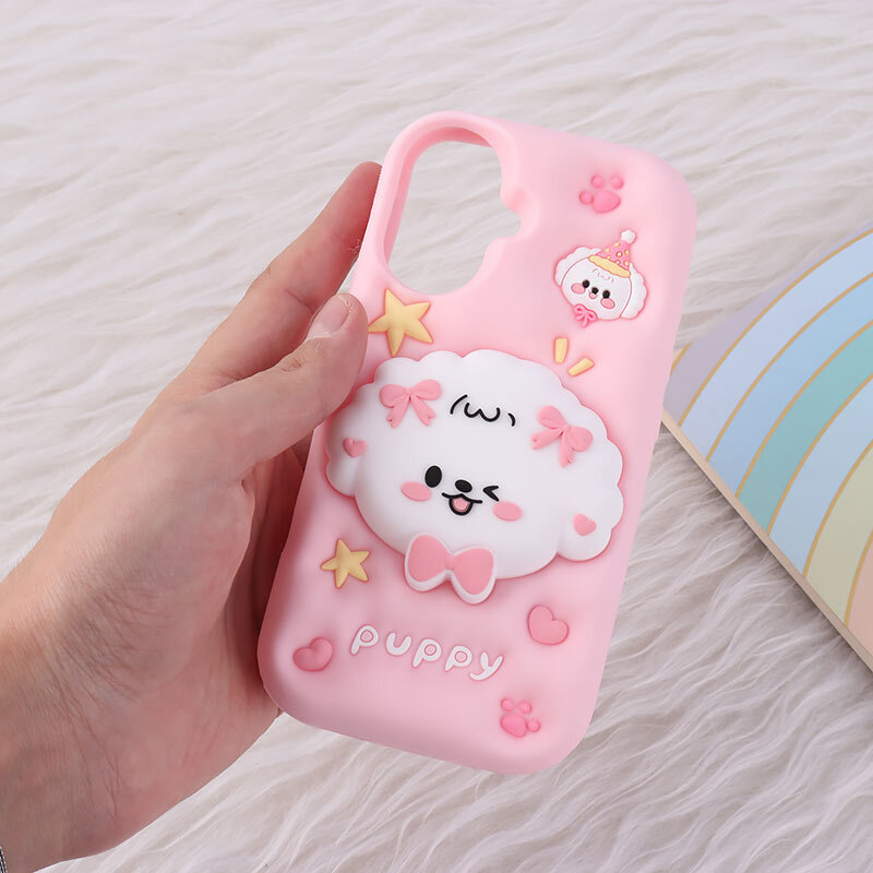 قاب سیلیکونی آیفون iPhone 16 پاپ سوکت دار طرح Puppy