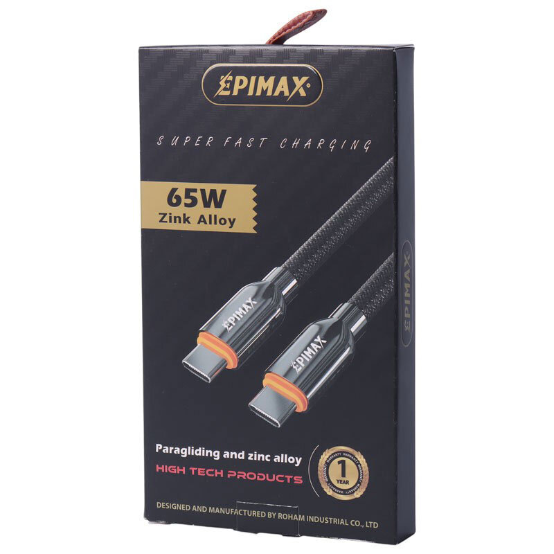 کابل تبدیل فست شارژ Epimax EC-129 Type-C to Type-C 65W 1m