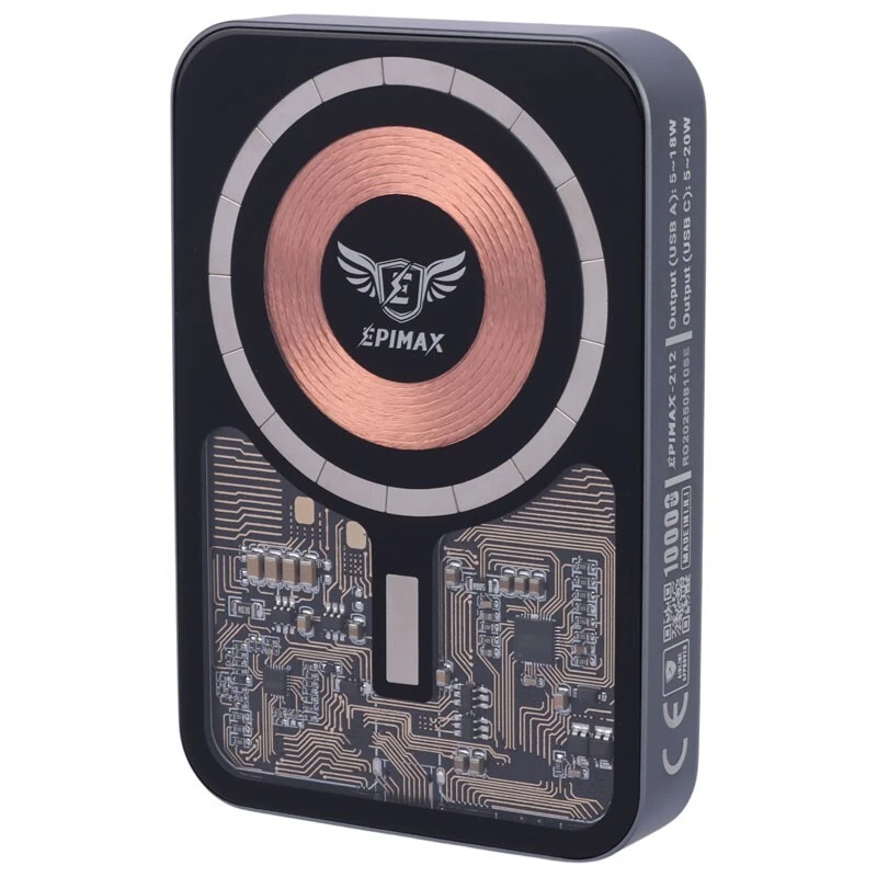 پاور بانک بی سیم فست شارژ اپی مکس EP-212 PD 20W ظرفیت 10000 میلی آمپر ساعت