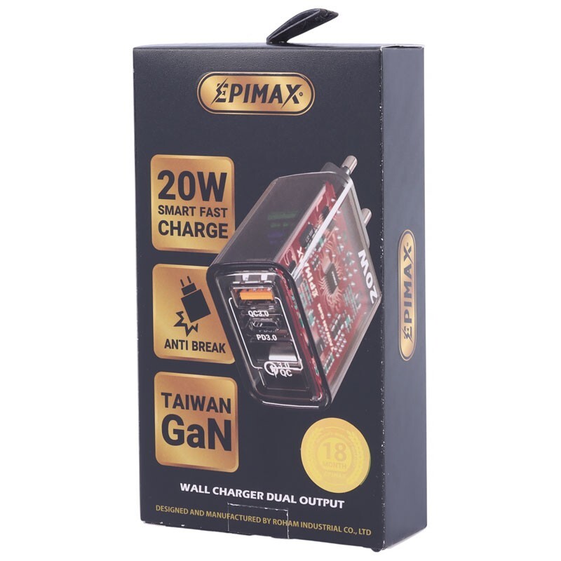 شارژر دیواری 20 وات اپی مکس EU-149 GaN QC3.0 PD3.0