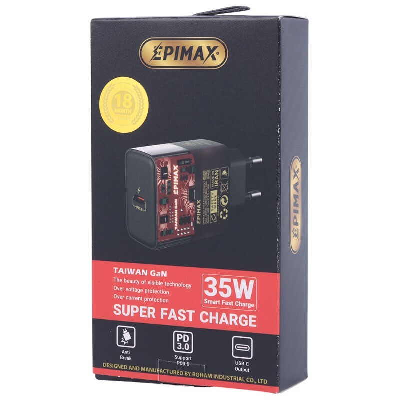 شارژر دیواری 35 وات اپی مکس EU-152 GaN PD3.0