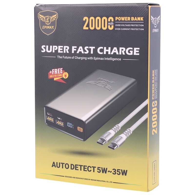 پاور بانک فست شارژ اپی مکس EP-214 35W ظرفیت 20000 میلی آمپر ساعت