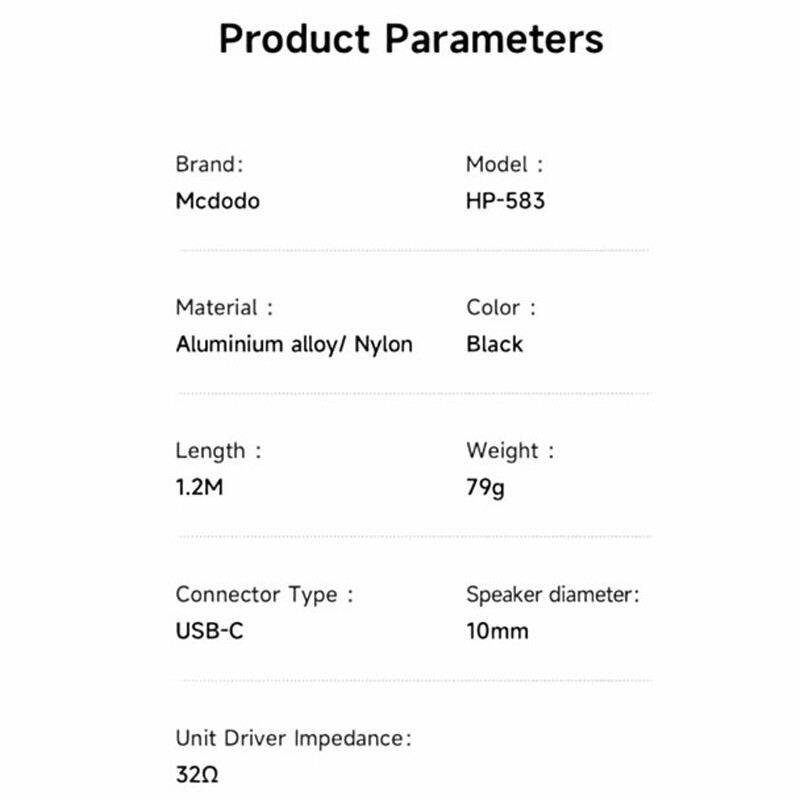 هندزفری تایپ سی مک دودو HP-583