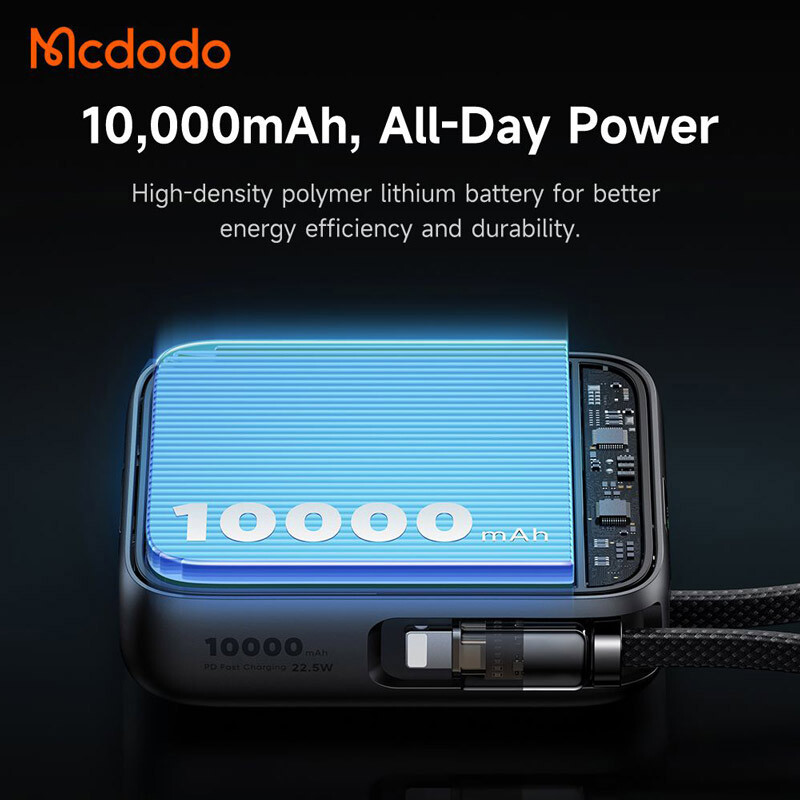 پاور بانک فست شارژ مک دودو MC-255 PD QC3.0 22.5W ظرفیت 10000 میلی آمپر ساعت