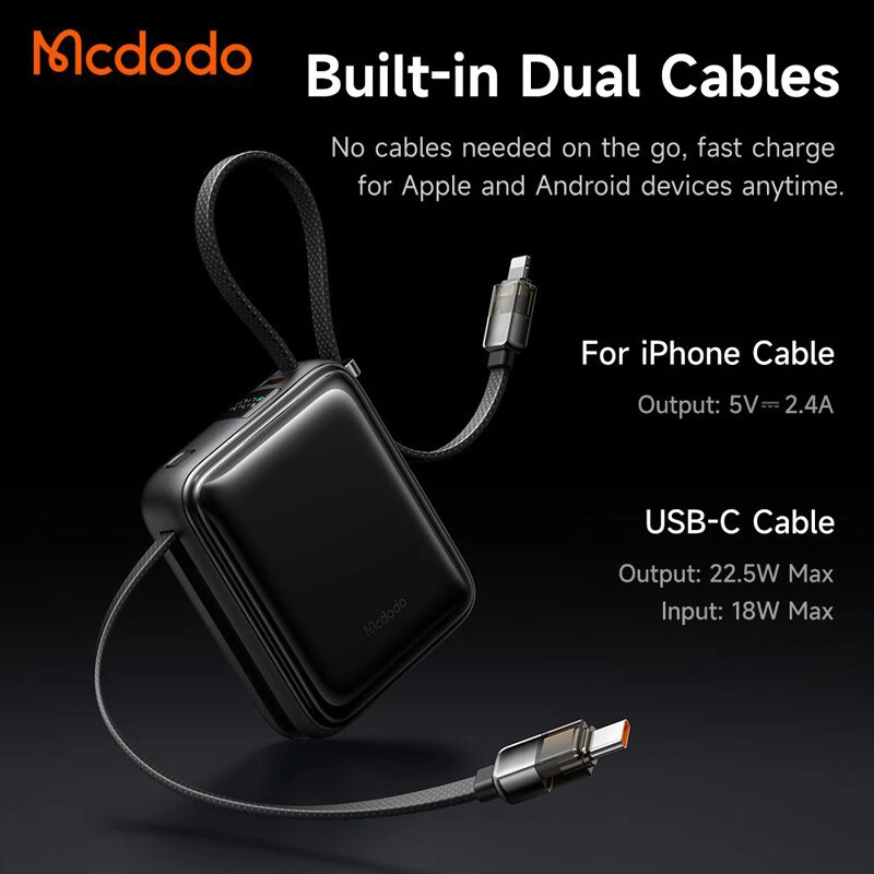 پاور بانک فست شارژ مک دودو MC-255 PD QC3.0 22.5W ظرفیت 10000 میلی آمپر ساعت
