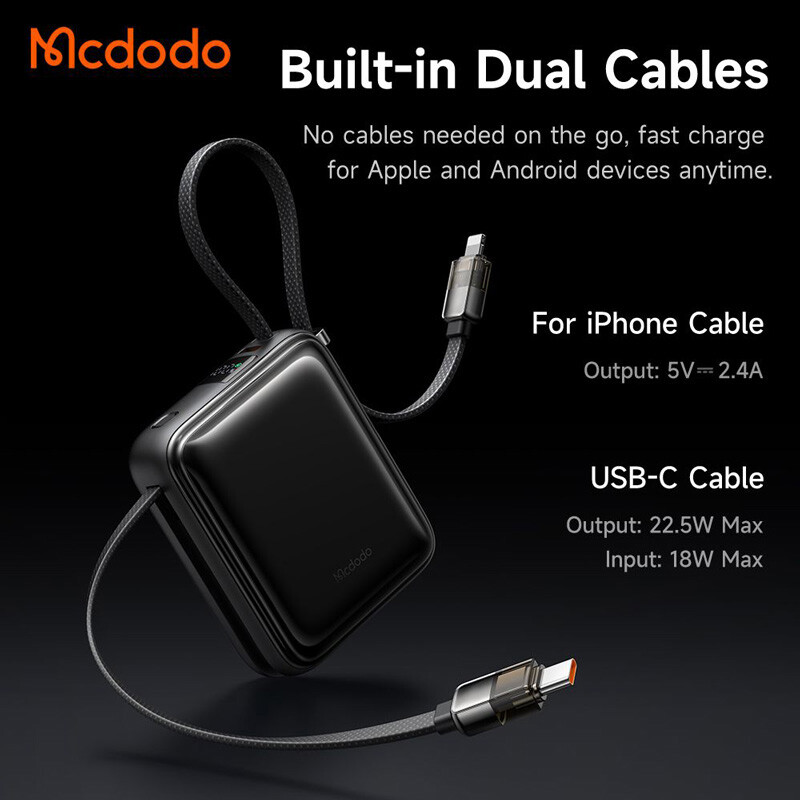 پاور بانک فست شارژ مک دودو MC-255 PD QC3.0 22.5W ظرفیت 10000 میلی آمپر ساعت